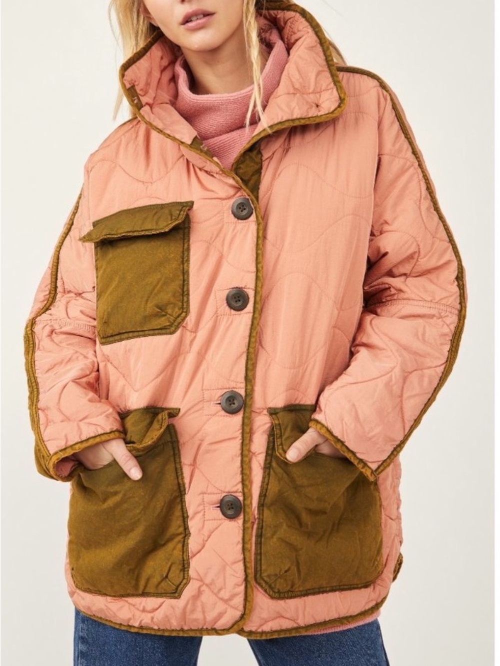 Free People Mixed Military Dolman Jacket